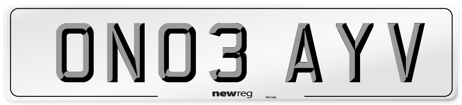 ON03 AYV Number Plate from New Reg